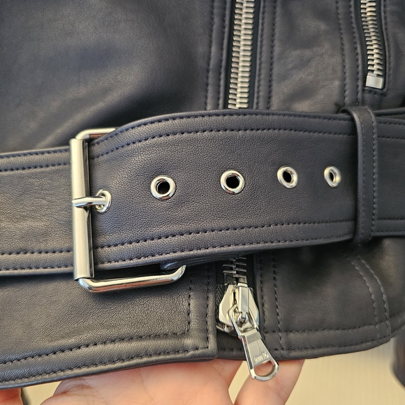 Veronica Beard Navy Leather Jacket - Picture 4 of 13